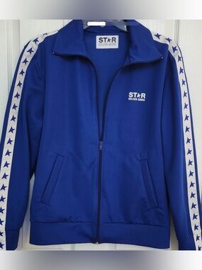 Golden Goose Royal Blue STAR Logo Sweatshirt with White Print